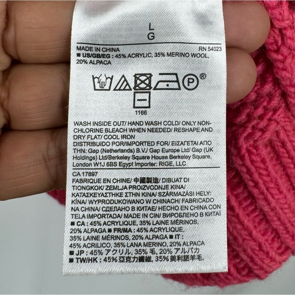 Banana Republic Mixed Stitch Turtleneck Sweater Merino Wool Alpaca Pink Large - Picture 6 of 6